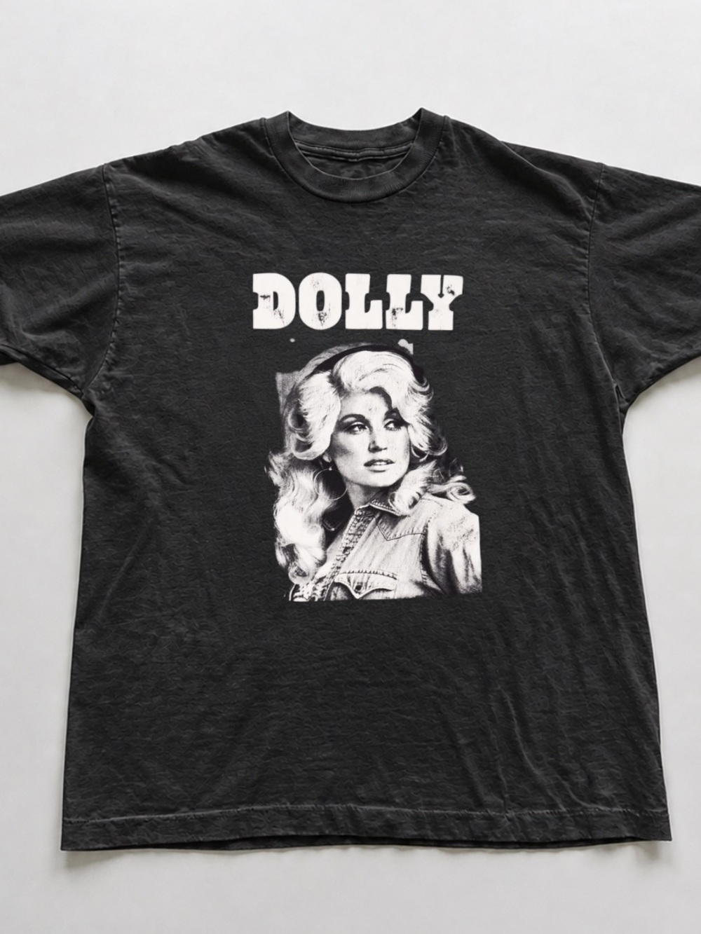 Black Short Sleeve Tee with White Dolly Parton - Picture 1 of 3